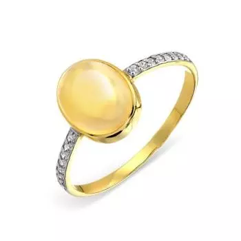 Кольцо с цитрином и фианитами Линии Любви