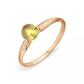 Кольцо с цитрином и фианитами Линии Любви