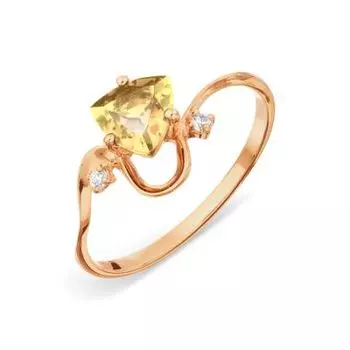 Кольцо с цитрином и фианитами Линии Любви