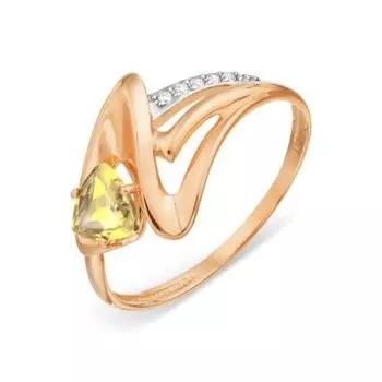 Кольцо с цитрином и фианитами Линии Любви