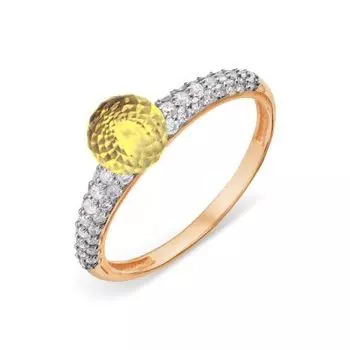 Кольцо с цитрином и фианитами Линии Любви