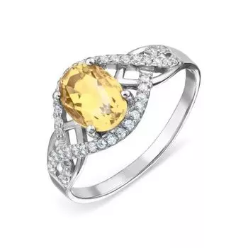 Кольцо с цитрином и фианитами Линии Любви