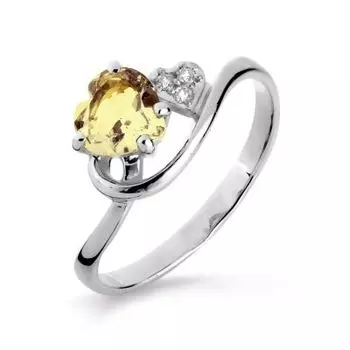 Кольцо с цитрином и фианитами Линии Любви