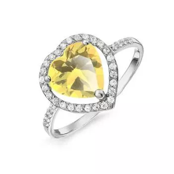 Кольцо с цитрином и фианитами Линии Любви