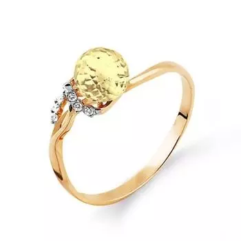 Кольцо с цитрином и фианитами Линии Любви