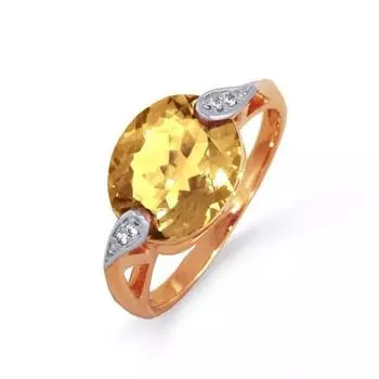 Кольцо с цитрином и фианитами Линии Любви