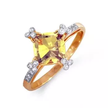 Кольцо с цитрином и фианитами Линии Любви