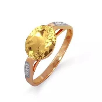 Кольцо с цитрином и фианитами Линии Любви