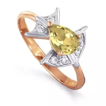 Кольцо с цитрином и фианитами Линии Любви