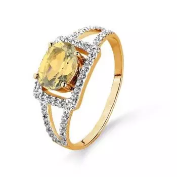 Кольцо с цитрином и фианитами Линии Любви