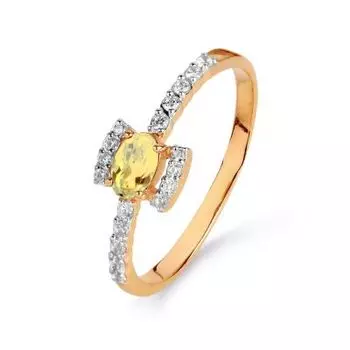 Кольцо с цитрином и фианитами Линии Любви