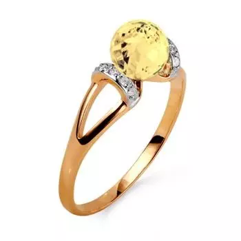 Кольцо с цитрином и фианитами Линии Любви