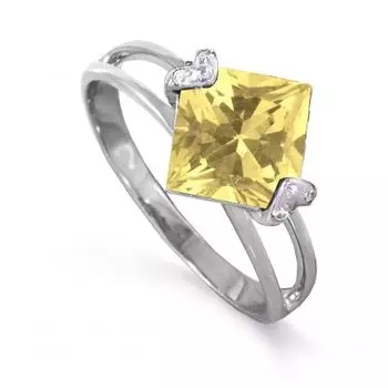 Кольцо с цитрином и фианитами Линии Любви