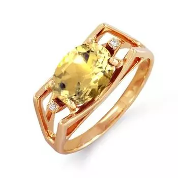 Кольцо с цитрином и фианитами Линии Любви
