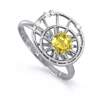 Кольцо с цитрином и фианитами Линии Любви