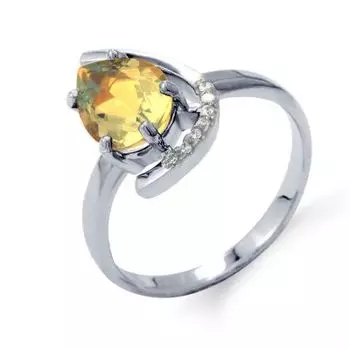Кольцо с цитрином и фианитами Линии Любви