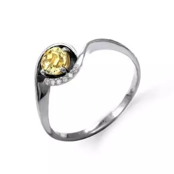 Кольцо с цитрином и фианитами Линии Любви