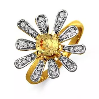 Кольцо с цитрином и фианитами Линии Любви