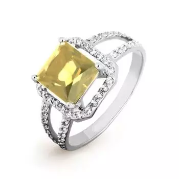 Кольцо с цитрином и фианитами Линии Любви