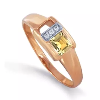 Кольцо с цитрином и фианитами Линии Любви