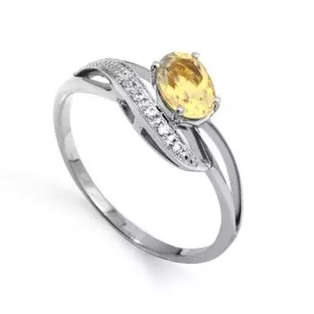 Кольцо с цитрином и фианитами Линии Любви