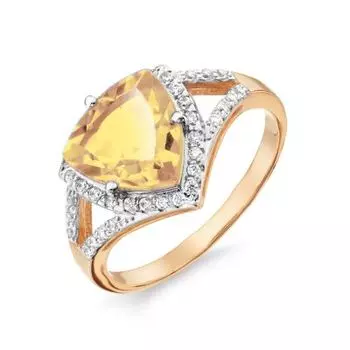 Кольцо с цитрином и фианитами Линии Любви