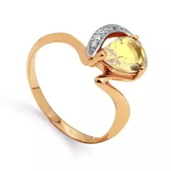 Кольцо с цитрином и фианитами Линии Любви