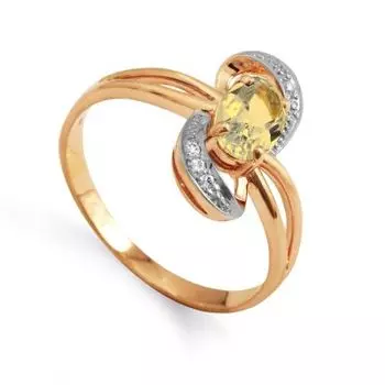 Кольцо с цитрином и фианитами Линии Любви