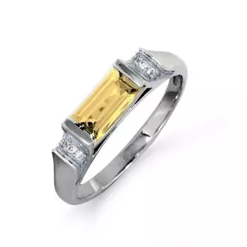 Кольцо с цитрином и фианитами Линии Любви