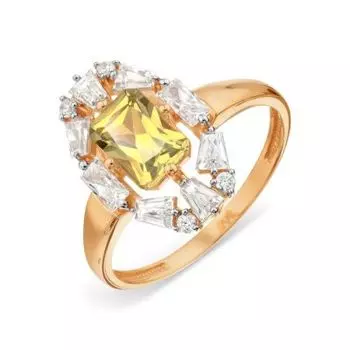 Кольцо с цитрином и фианитами Premiums Линии Любви