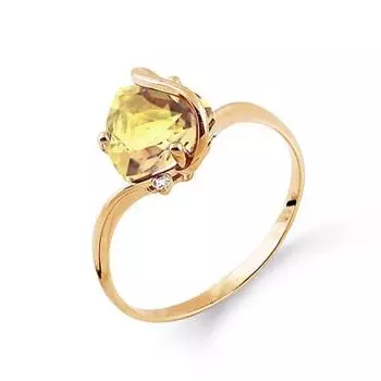 Кольцо с цитрином и фианитом Линии Любви