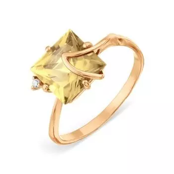 Кольцо с цитрином и фианитом Линии Любви