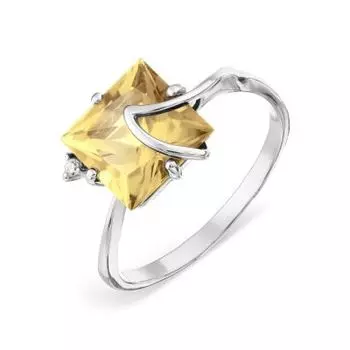 Кольцо с цитрином и фианитом Линии Любви