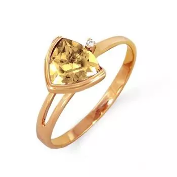Кольцо с цитрином и фианитом Линии Любви