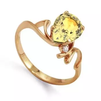 Кольцо с цитрином и фианитом Линии Любви