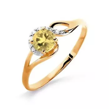 Кольцо с цитрином и Swarovski Zirconia Линии Любви