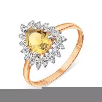 Кольцо с цитрином и Swarovski Zirconia Линии Любви