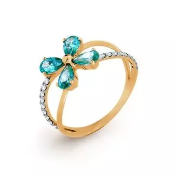 Кольцо с фианитами и фианитами Premium Линии Любви