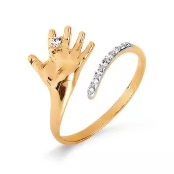 Кольцо с фианитами Линии Любви