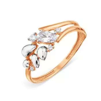 Кольцо с фианитами Линии Любви