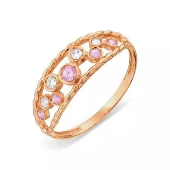 Кольцо с фианитами Линии Любви