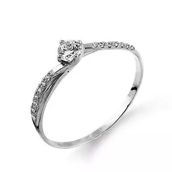 Кольцо с фианитами Линии Любви