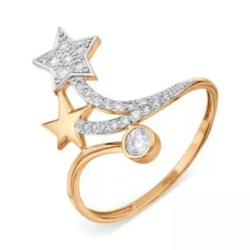 Кольцо с фианитами Линии Любви