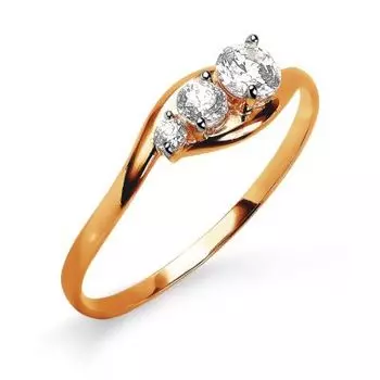 Кольцо с фианитами Линии Любви