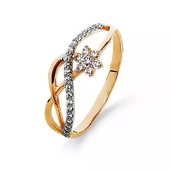 Кольцо с фианитами Линии Любви