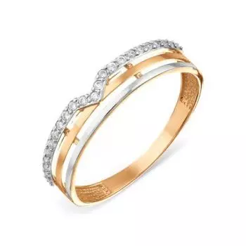 Кольцо с фианитами Линии Любви