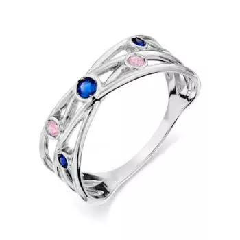 Кольцо с фианитами Линии Любви