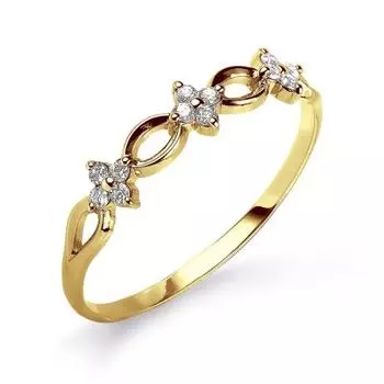 Кольцо с фианитами Линии Любви