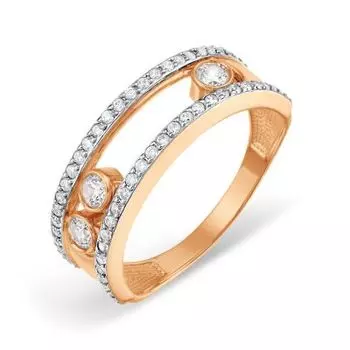 Кольцо с фианитами Линии Любви