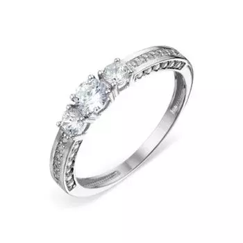 Кольцо с фианитами Линии Любви